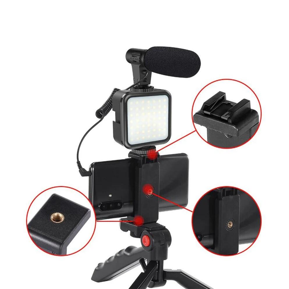 Micrófono con LED y Soporte Ajustable – Sonido Profesional con Estilo