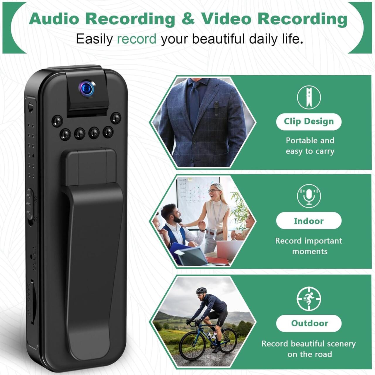 Mini Cámara Corporal HKFUG HD 1080P – Seguridad, discreción y control en la palma de tu mano